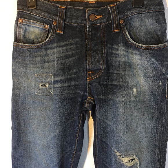 NUDIE JEANS "Grim Tim" Destructed Skinnies - Picture 2 of 8